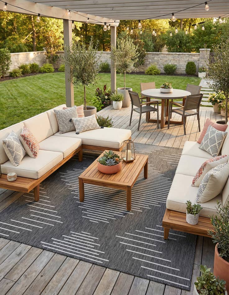 Detail image of  7' 10 x 10'  Washable Modern Indoor / Outdoor Rug