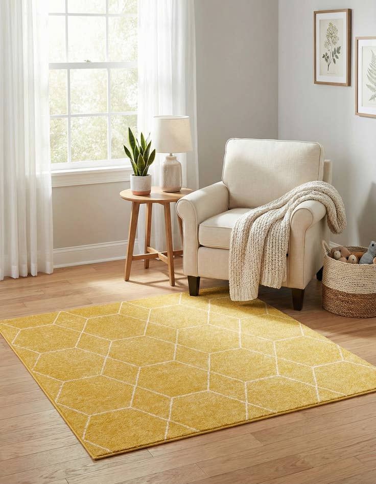 Detail image of  3' x 3' Lattice Frieze Square Rug