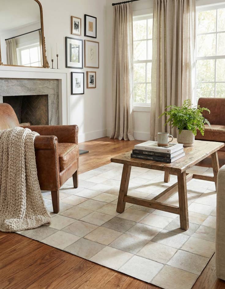 Detail image of  4' x 5' 11 Cowhide Stocks Rug