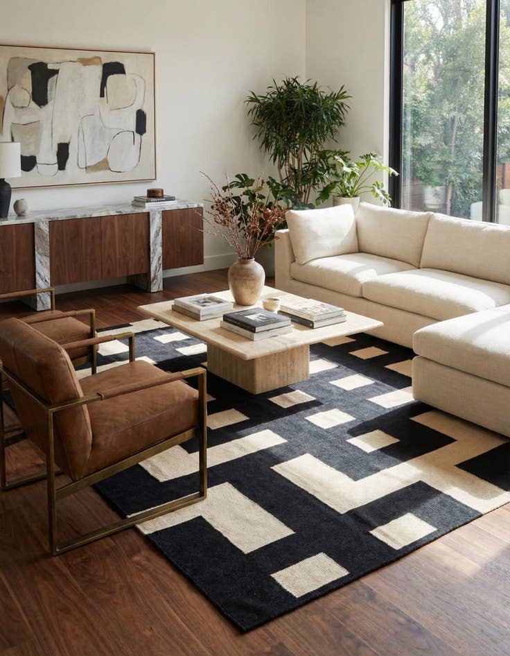 Detail image of 8' 4 x 9' 7  Hand Woven Kilim Modern Wool Rug