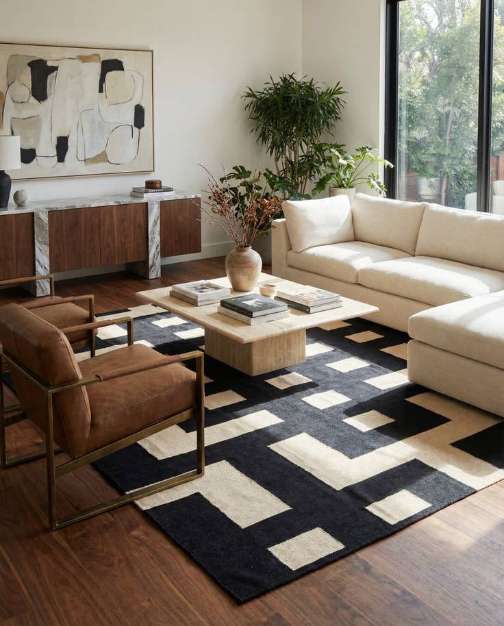 Detail image of 8' 4 x 9' 7 Hand Woven Kilim Modern Wool Rug