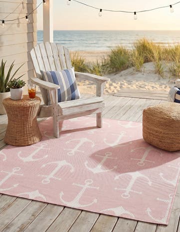 5' 3 x 5' 3 Easy-Clean Coastal Indoor / Outdoor Square Rug