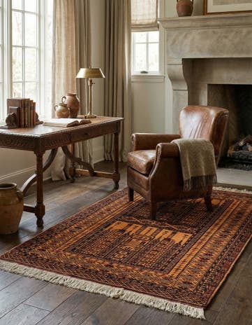 4' 1 x 6' 4 Hand Knotted Afghan Akhche Oriental Wool Rug