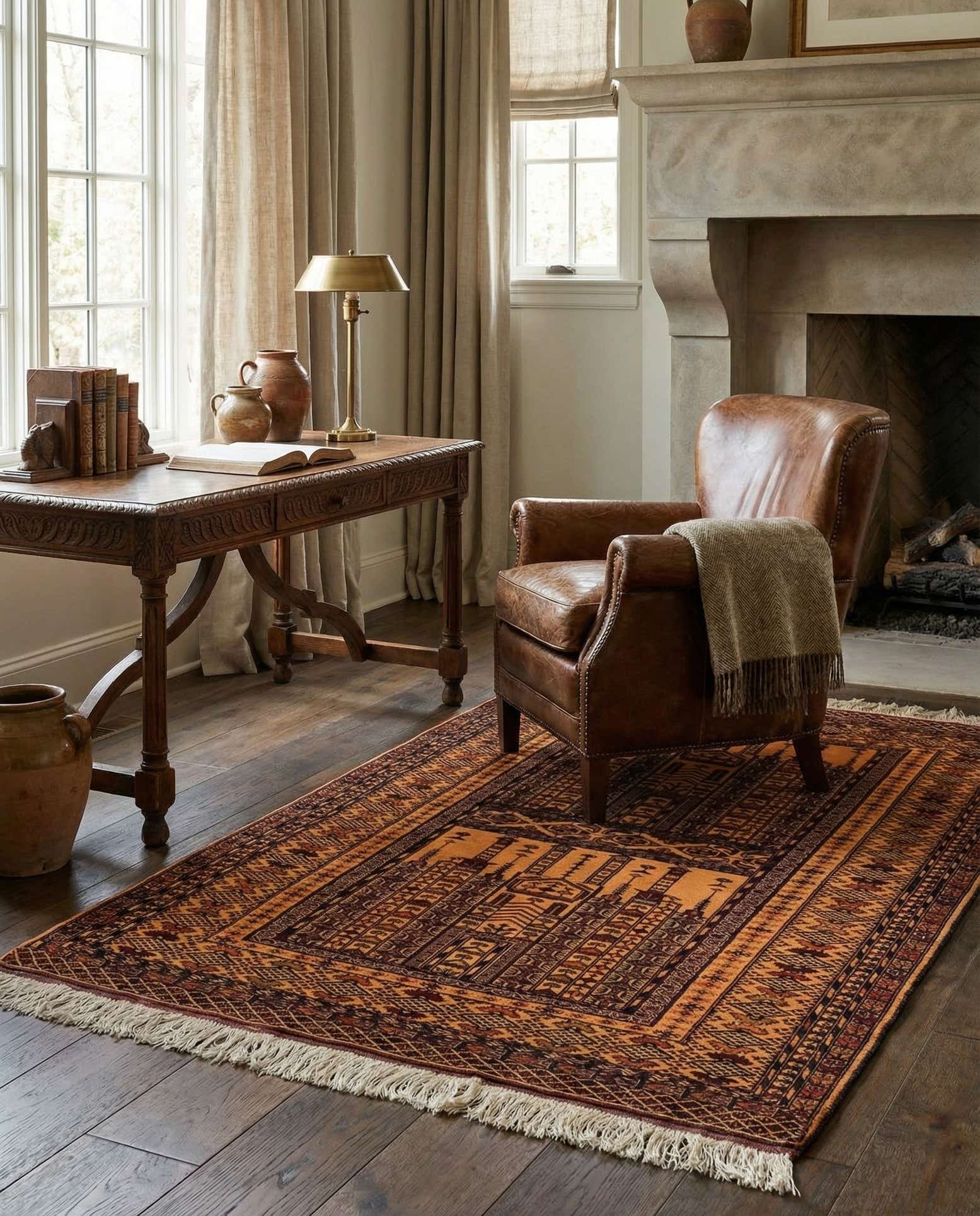 4' 1 x 6' 4 Hand Knotted Afghan Akhche Oriental Wool Rug