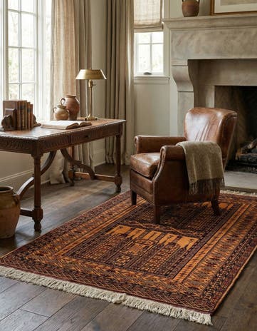 4' 1 x 6' 4 Hand Knotted Afghan Akhche Oriental Wool Rug