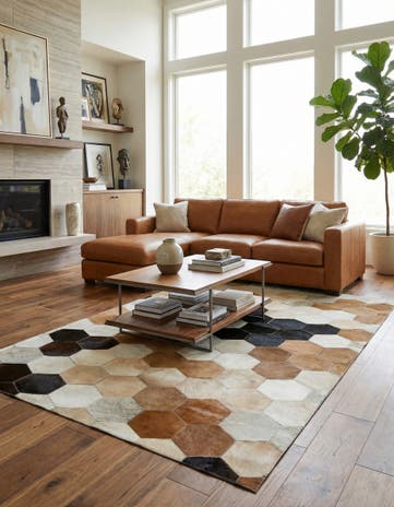5' x 8' Cowhide Leather Rug