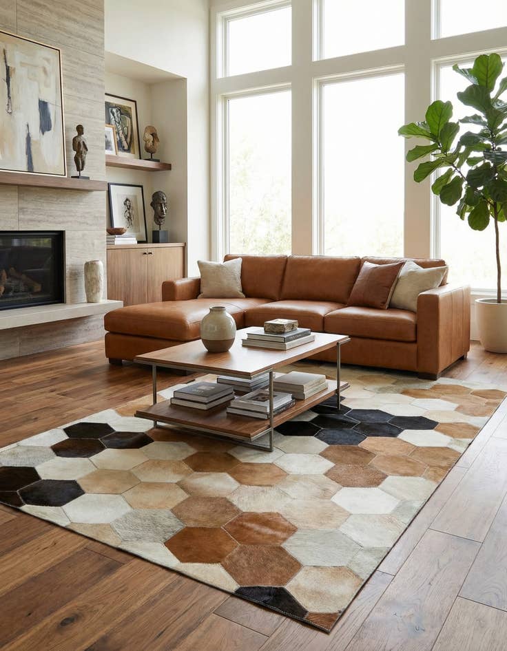 Detail image of  5' x 8' Cowhide Leather Rug