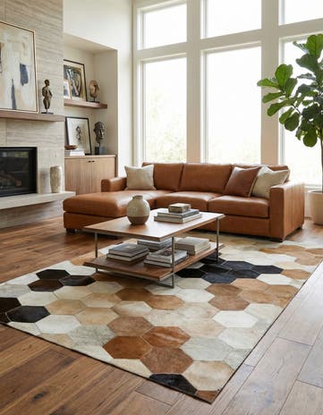 5' x 8' Cowhide Leather Rug