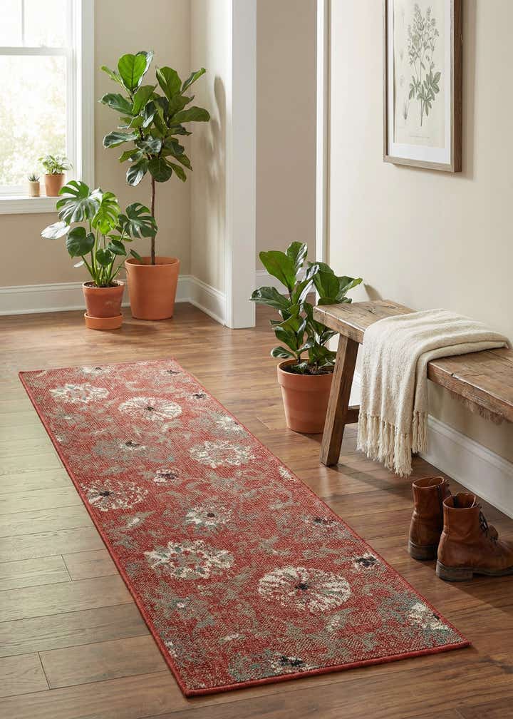 2' x 6' Easy-Clean Botanical Indoor / Outdoor Runner Rug