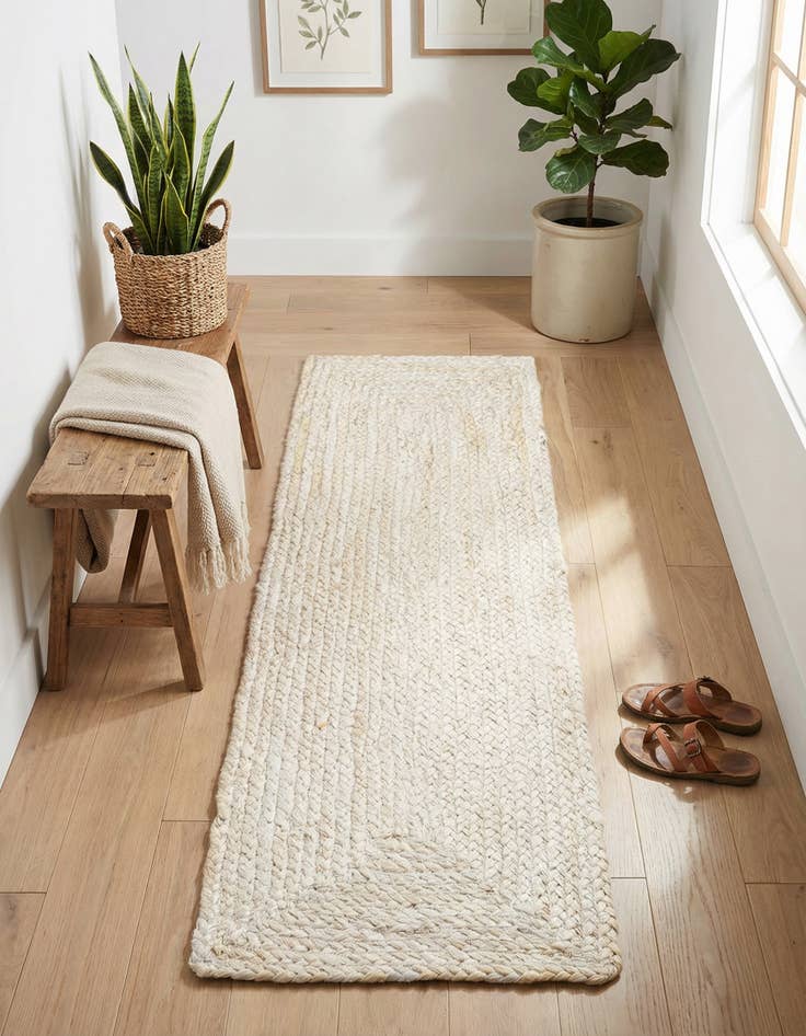 Detail image of  1' 2 x 4' 1  Hand Braided Jute Table Runner Rug
