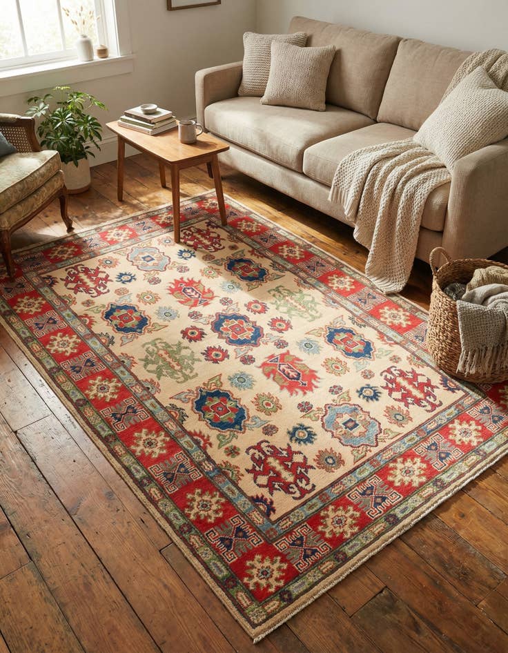 Detail image of 4' x 6'  Hand Knotted Kazak Rug