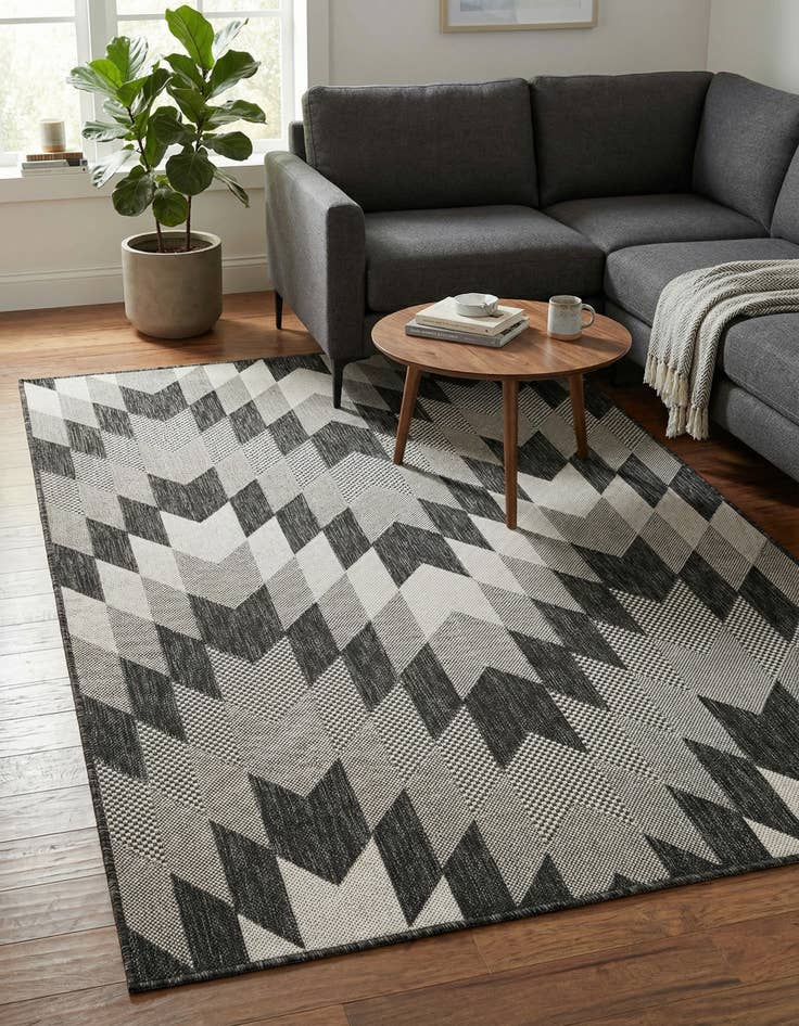 Detail image of 4' x 6'  Washable Modern Indoor / Outdoor Rug