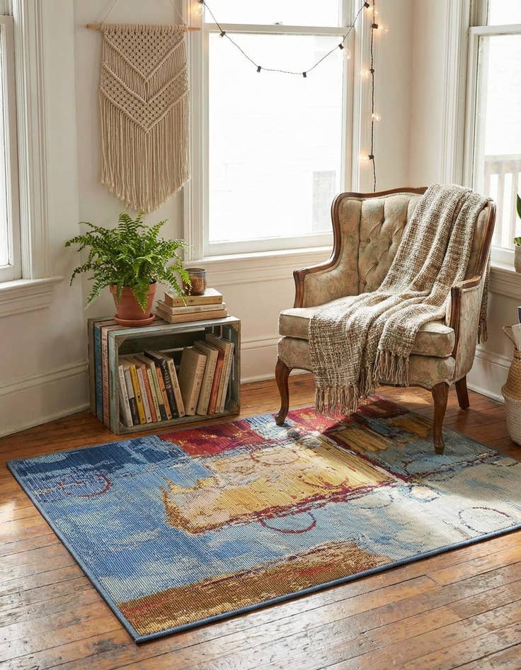 Detail image of 2' 2 x 3'  Washable Modern Indoor / Outdoor Rug