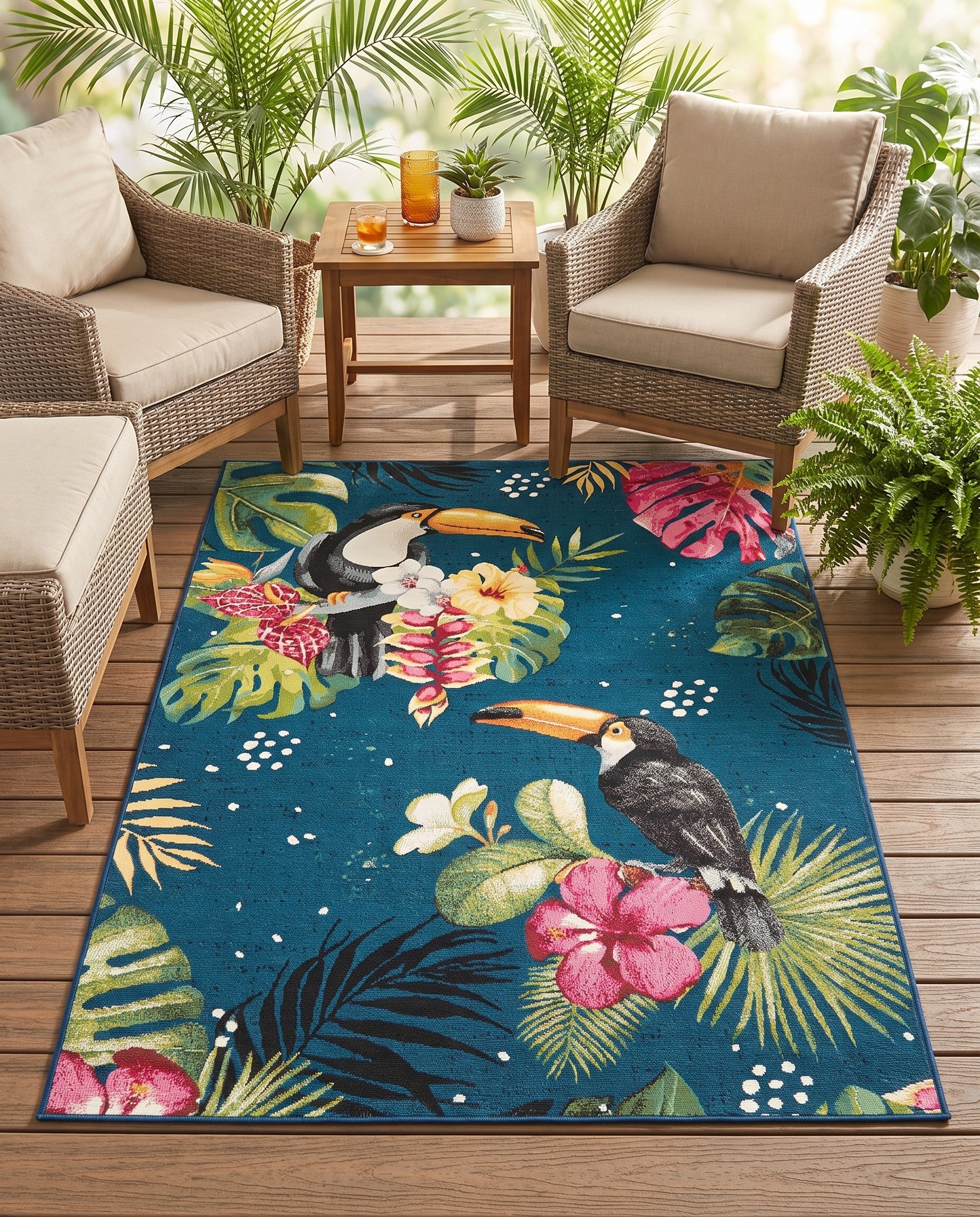 4' x 6' Easy-Clean Botanical Indoor / Outdoor Rug