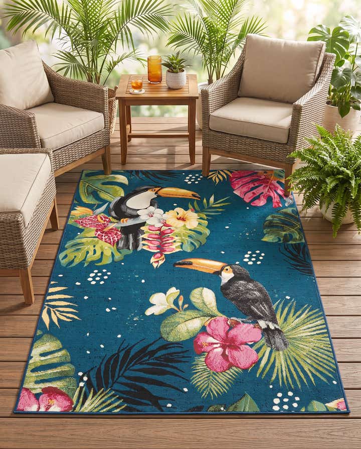 4' x 6' Easy-Clean Botanical Indoor / Outdoor Rug