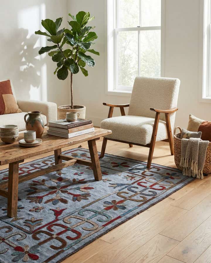 4' x 5' 5 Hand Woven Kilim Modern Wool Rug