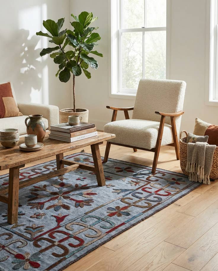 Detail image of 4' x 5' 5 Hand Woven Kilim Modern Wool Rug