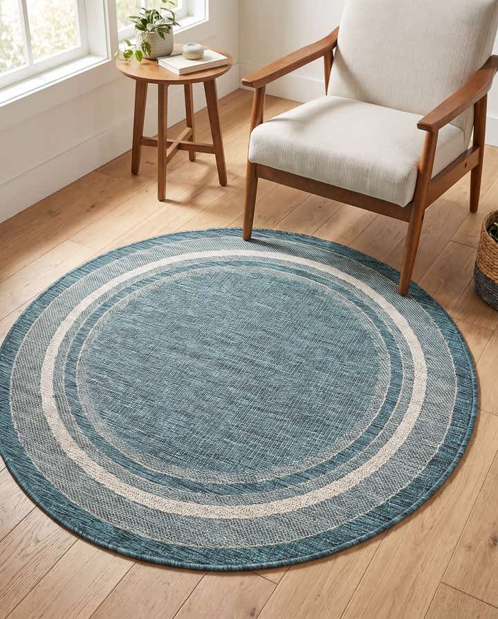 4' x 4' Easy-Clean Border Indoor / Outdoor Round Rug