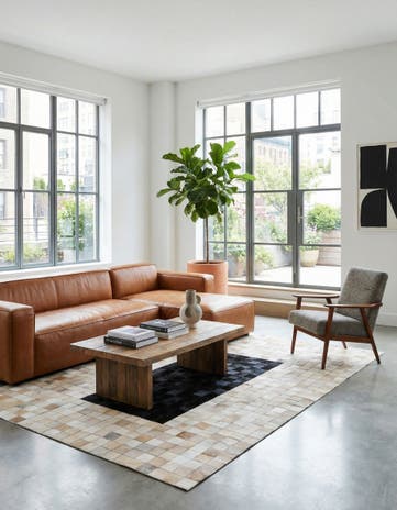 5' x 8' Cowhide Leather Rug