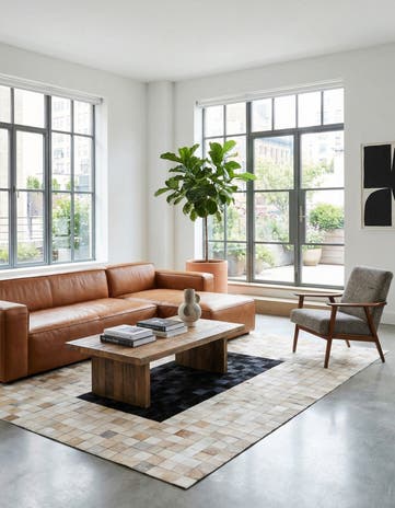 5' x 8' Cowhide Leather Rug