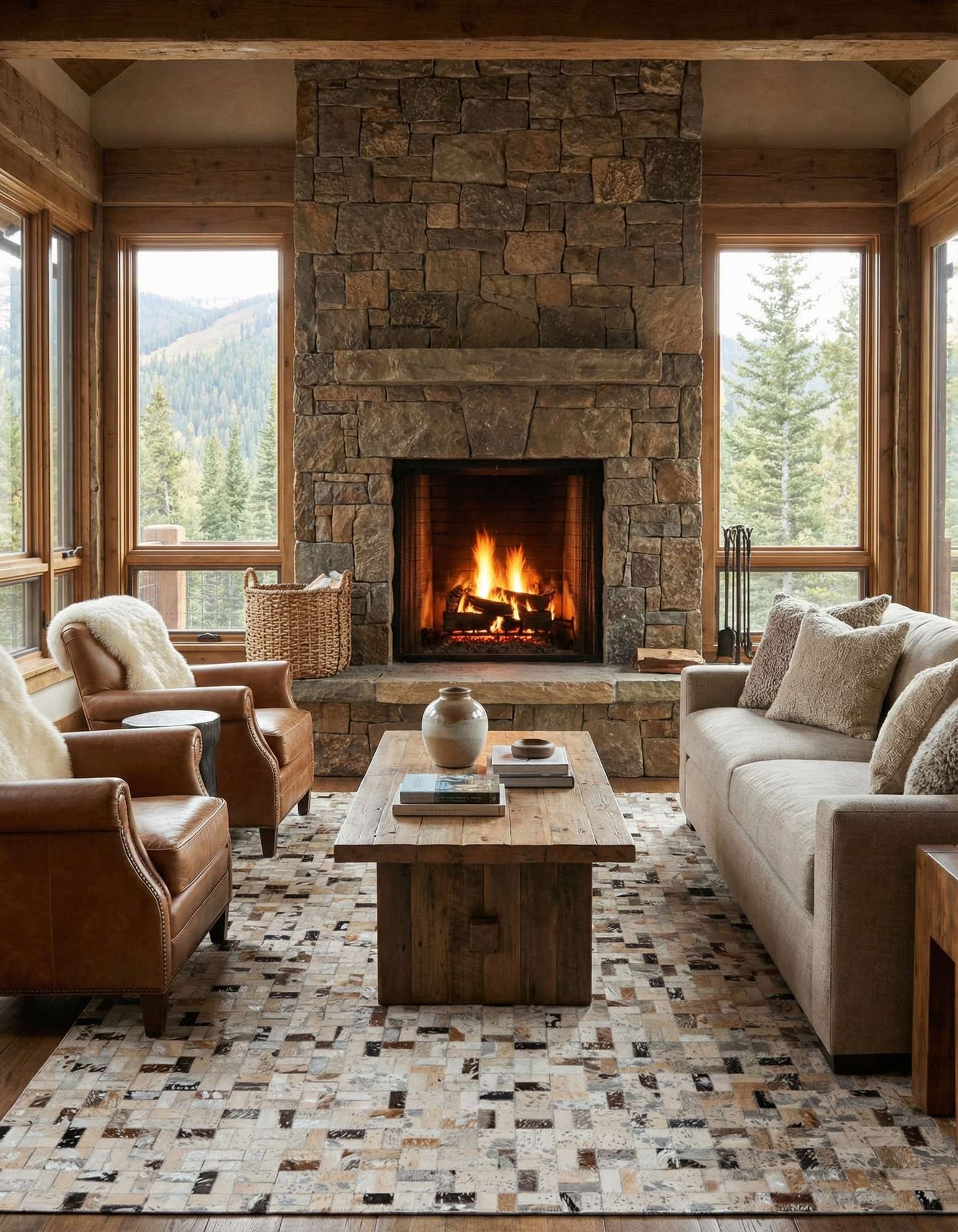 5' 4 x 7' 7 Cowhide Stocks Rug