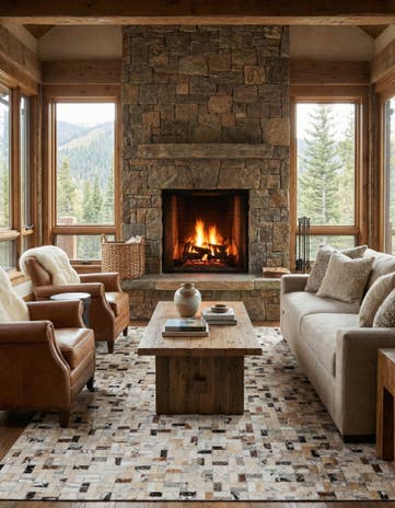 5' 4 x 7' 7 Cowhide Stocks Rug