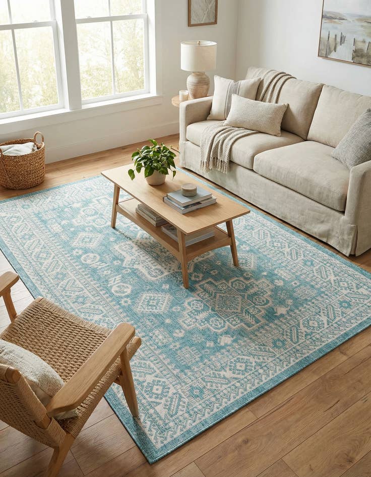 Detail image of 5' 3 x 8'  Washable Aztec Indoor / Outdoor Rug