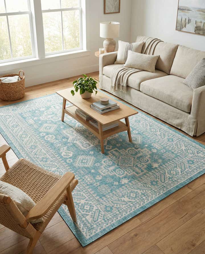 5' 3 x 8' Easy-Clean Aztec Indoor / Outdoor Rug