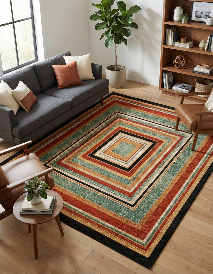 Detail image of 9' x 12'  Washable Modern Indoor / Outdoor Rug