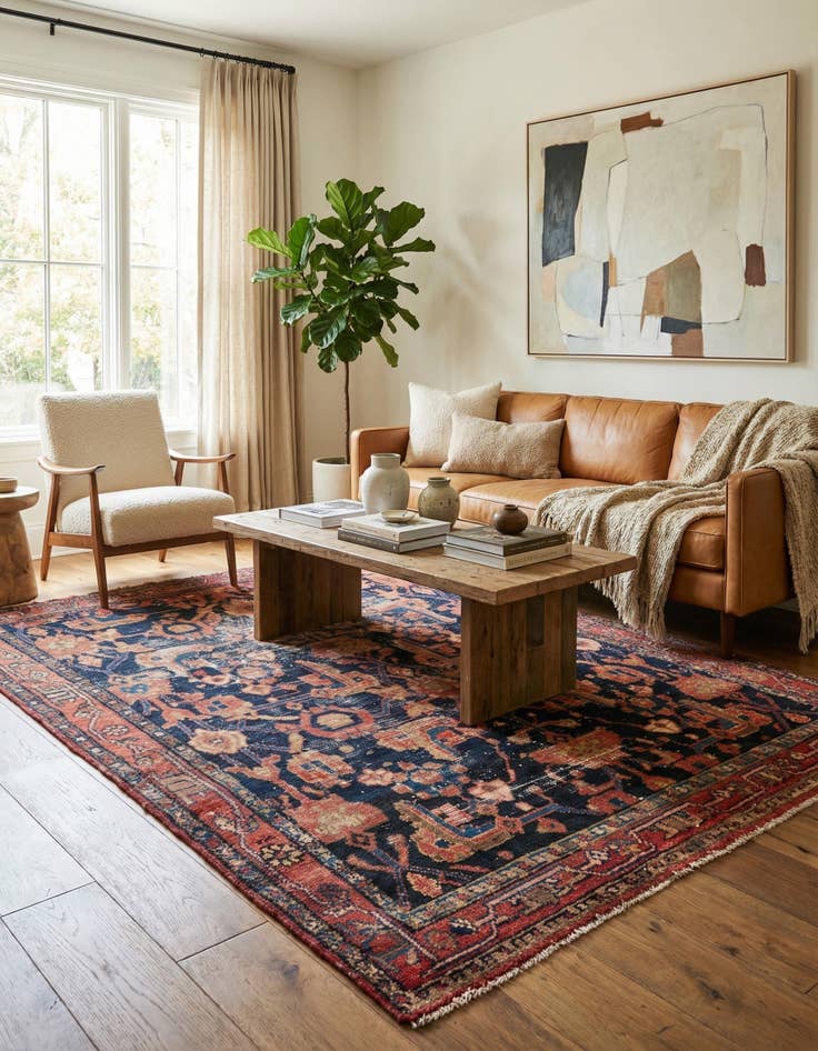 Detail image of 4' 9 x 6'  Hand Knotted Ultra Vintage Persian Wool Rug