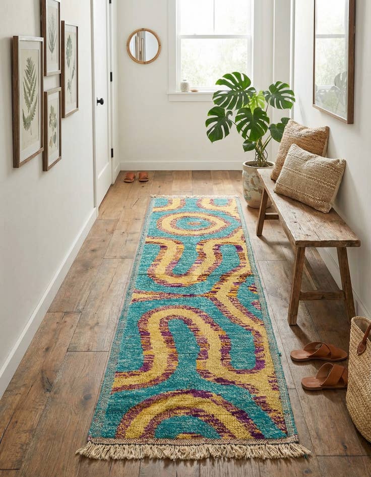 Detail image of  2' 8 x 10'  Hand Knotted Moroccan Wool Runner Rug