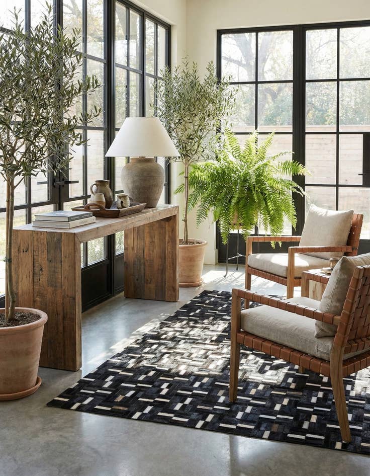 Detail image of 5' x 8' 2 Cowhide Leather Rug