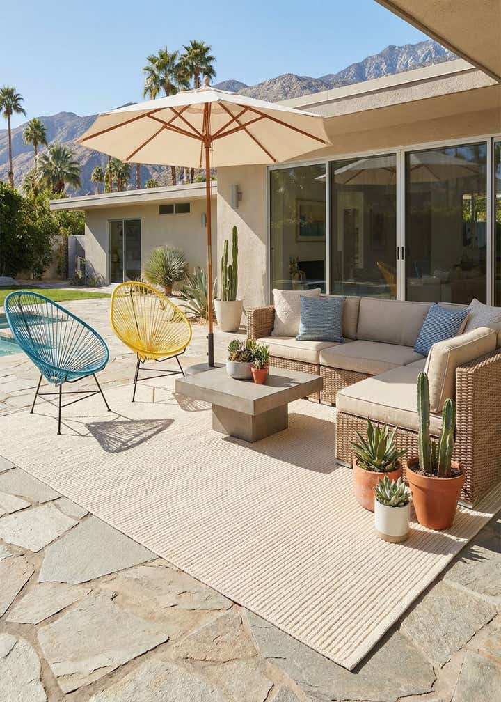 6' 1 x 9' Easy-Clean Jill Zarin Palm Springs Indoor / Outdoor Rug