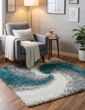 Turquoise Soft Touch Shag Square Rug