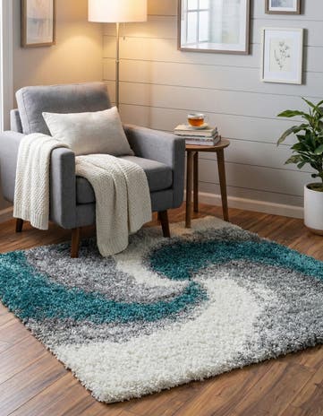 Turquoise Soft Touch Shag Square Rug