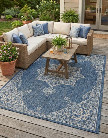 6' x 9' Easy-Clean Traditional Indoor / Outdoor Rug
