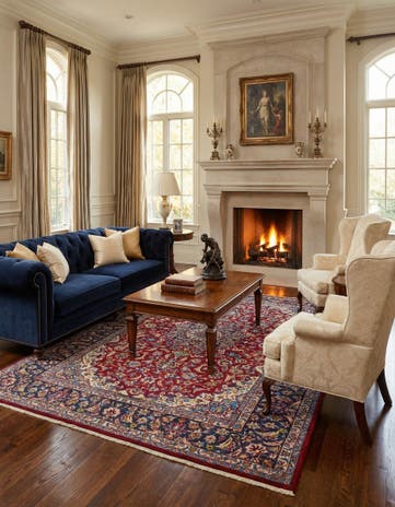 9' 8 x 13' Hand Knotted Isfahan Persian Wool Rug