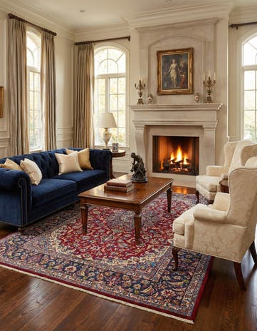 9' 8 x 13' Hand Knotted Isfahan Persian Wool Rug