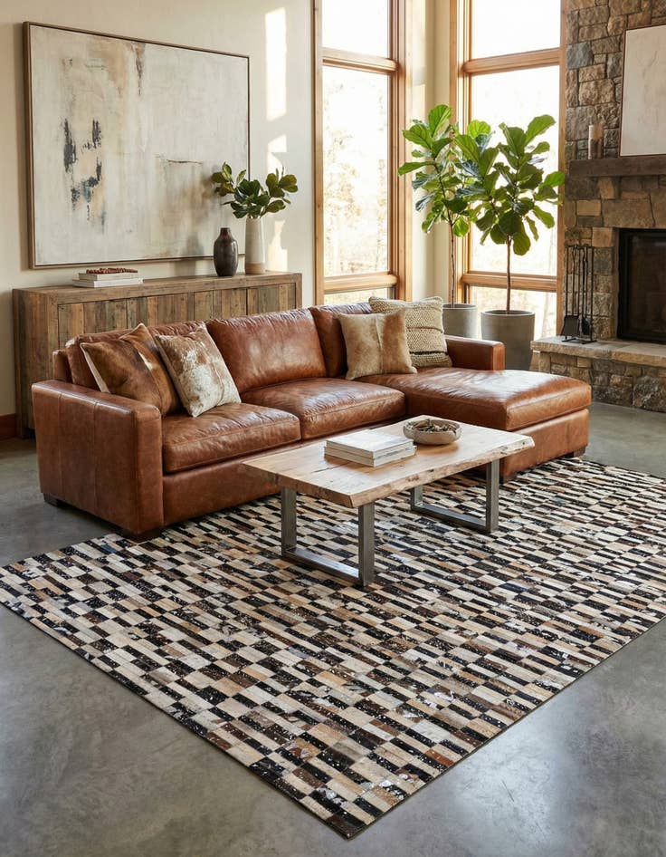 Detail image of  5' 3 x 8' 1 Cowhide - Patchwork Rug
