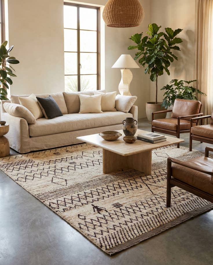 Detail image of 8' 1 x 9' 9 Hand Knotted Moroccan Wool Rug