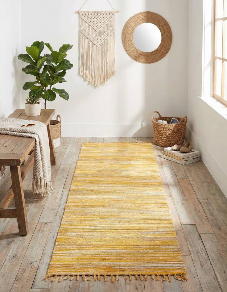 Detail image of  2' 7 x 9' 10  Hand Woven Chindi Cotton Runner Rug