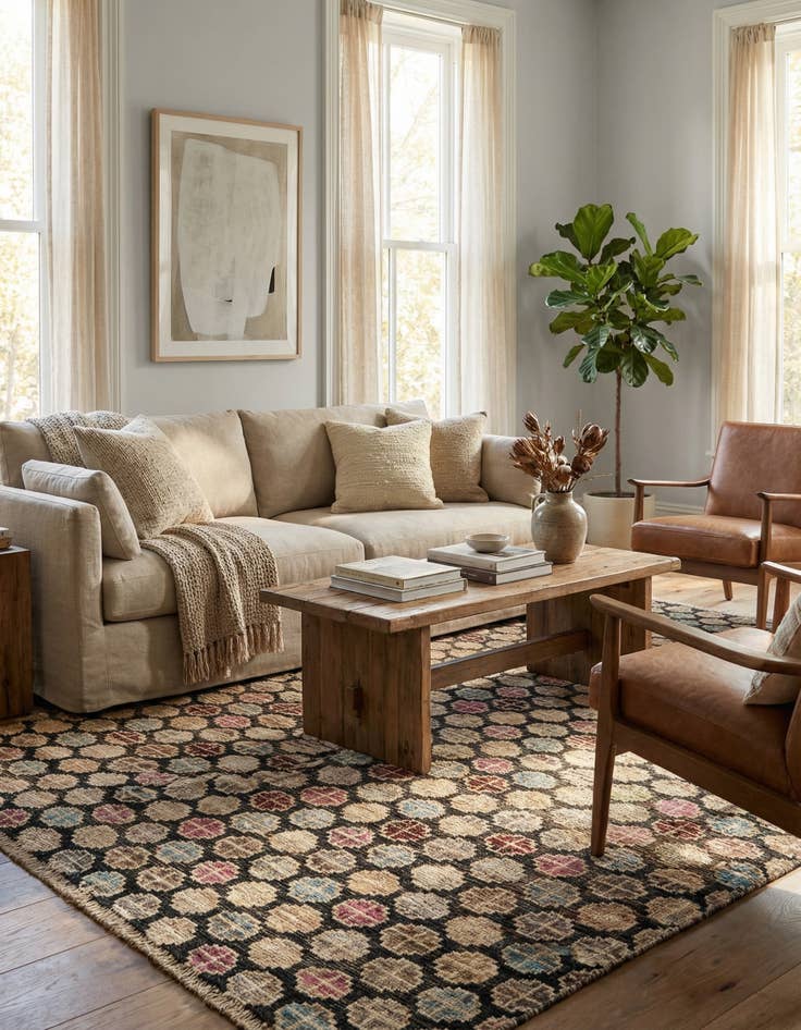 Detail image of 5' x 8'  Hand Knotted Darya Wool Rug