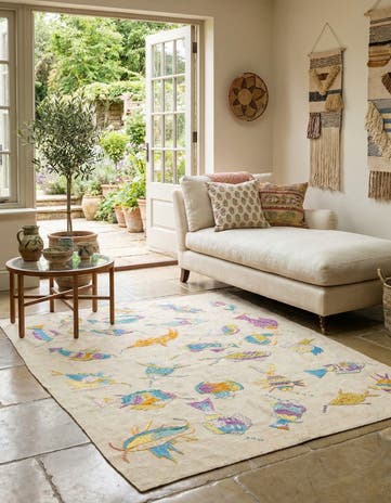 5' 1 x 6' 3 Hand Woven Kilim Suzani Wool Square Rug