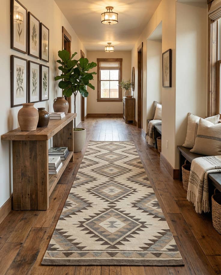 Detail image of 2' 9 x 9' 10 Hand Woven Kilim Maymana Wool Runner Rug