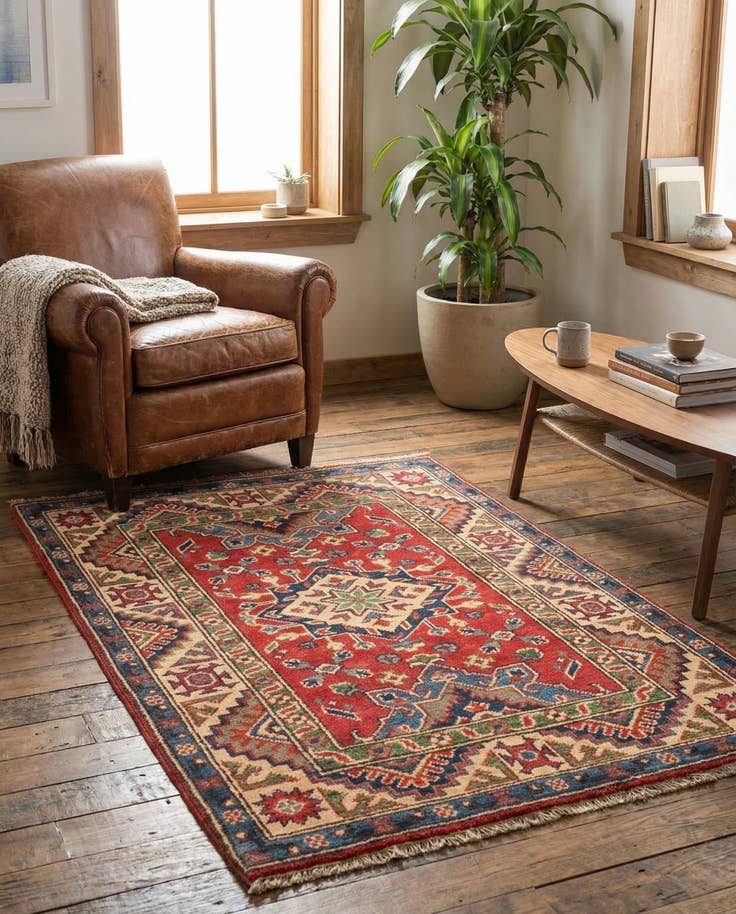 Detail image of 2' 9 x 4' Hand Knotted Kazak Rug
