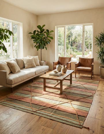 5' 7 x 8' 6 Hand Woven Kilim Modern Wool Rug