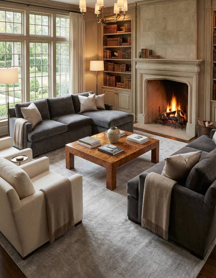 Detail image of 12' x 12'  Hand Woven Jill Zarin English Manor Wool Square Rug