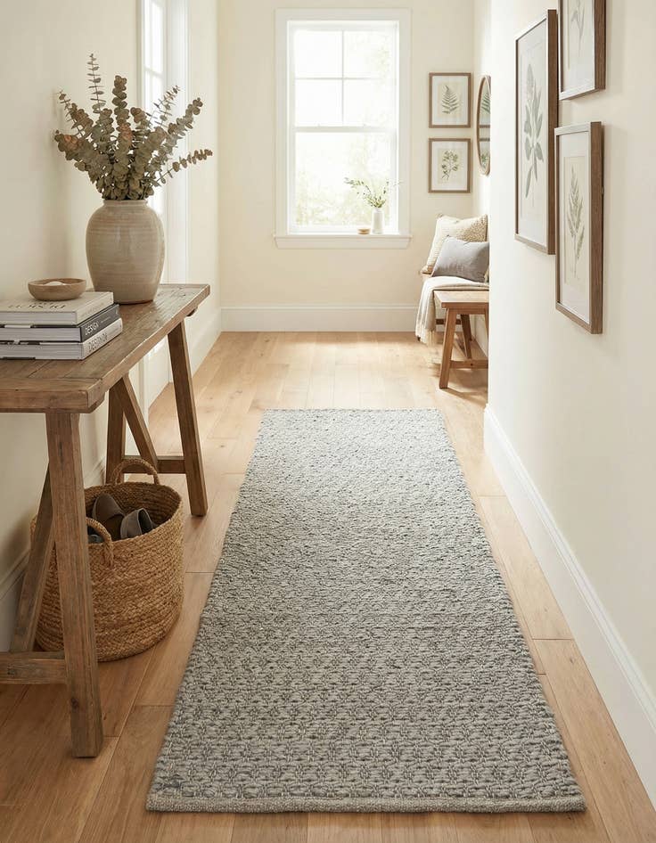 Detail image of  2' x 4' 1  Hand Woven Lattice Wool Runner Rug