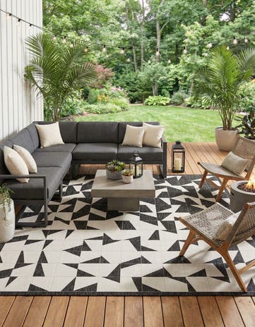13' x 13' Easy-Clean Modern Indoor / Outdoor Square Rug