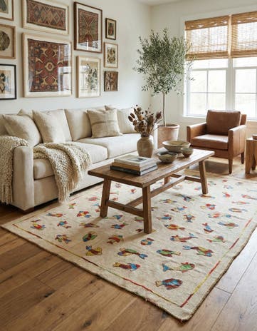 5' x 6' 5 Hand Woven Kilim Suzani Wool Rug
